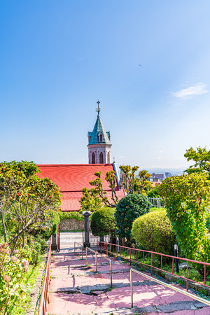 Hokkaido scenery in summer, Motomachi Roman Catholic Churchのeditorial素材