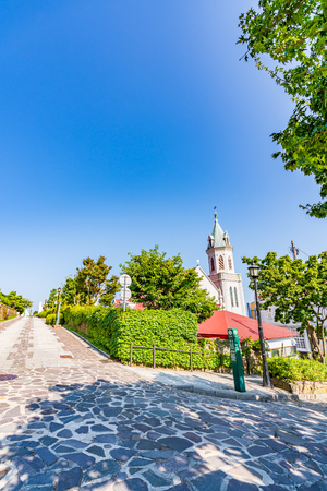 Hokkaido scenery in summer, Motomachi Roman Catholic Churchのeditorial素材