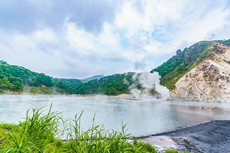 Summer in Hokkaido, Noboribetsu Scenery of Oyunumaの写真素材