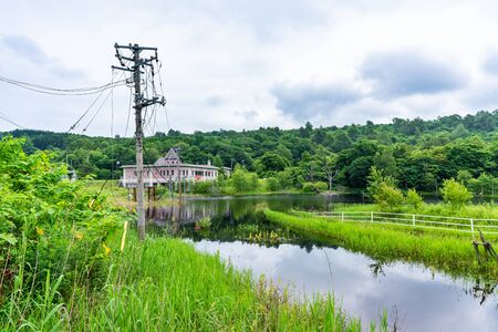 Nishiyama Crater Walking Trail in Toyako onsenの写真素材