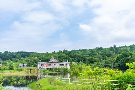 Nishiyama Crater Walking Trail in Toyako onsenの写真素材