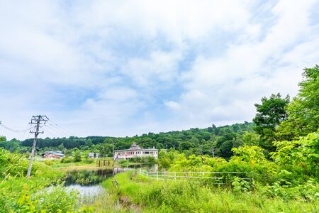 Nishiyama Crater Walking Trail in Toyako onsenの写真素材
