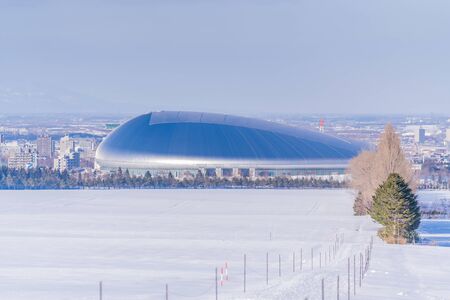 Winter in Hokkaido, Snow view from Sapporo Hitsujigaoka Observatoryの写真素材