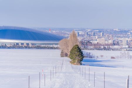 Winter in Hokkaido, Snow view from Sapporo Hitsujigaoka Observatoryの写真素材