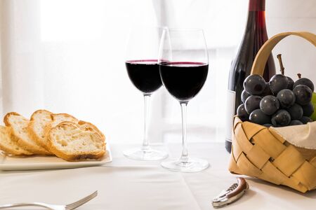 Red Wine/Glass Wine and Grapesの写真素材