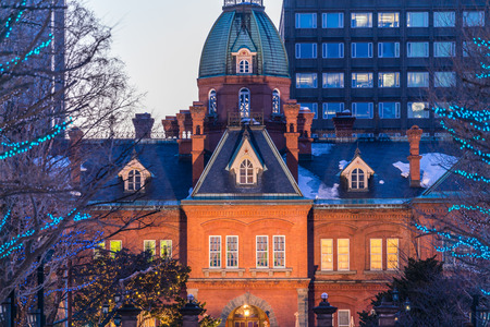 Winter in Hokkaido, Hokkaido Red Brick Government Building (Former Hokkaido Government Office Building) Light-up Eventのeditorial素材