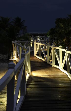 The wooden road to the ocean shoreの写真素材