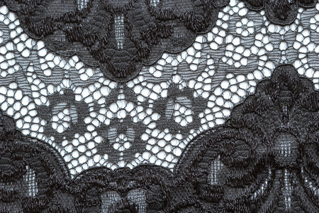 The macro shot of the white and black lace texture materialの写真素材