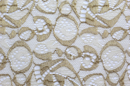 the macro photo of the fabric with lace