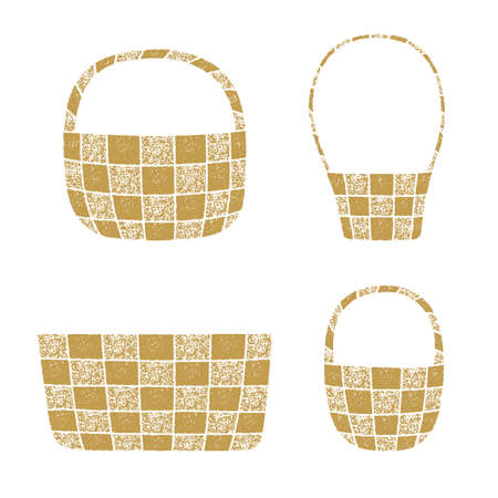 Wicker basket vector illustrations with a grainy textureのイラスト素材
