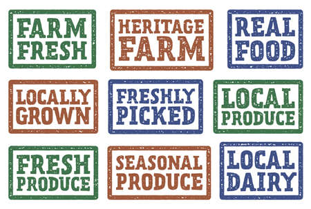 Set of vector stamps for local produce