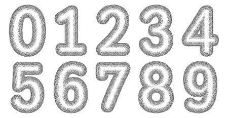 Decorative numbers with shadingのイラスト素材