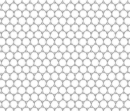 Seamless pattern with hand-drawn honeycomb structure of graphene. Carbon atoms arranged in a 2d hexagonal lattice.のイラスト素材