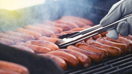 Grilled Sausages. Various kinds of. Barbecue season is openの写真素材