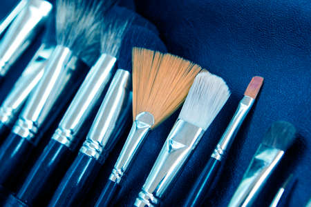 Set of professional brushes for studio, photo and film makeup