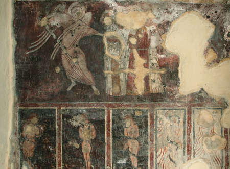 Panagia Katholiki church. Frescos inside the church. Afandou, Rhodes, Greeceの写真素材