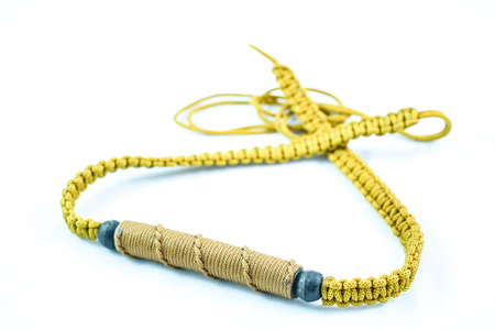 Bracelets and necklaces handmade wooden and ropeの写真素材