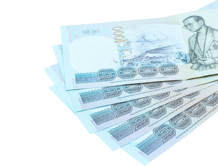thai money banknotes isolated on white background