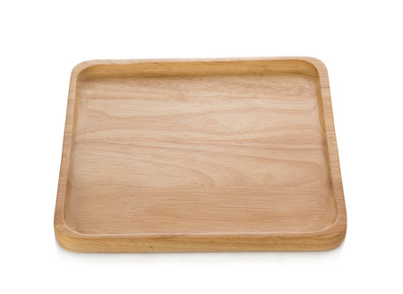 wooden plate isolated on white backgroundの写真素材