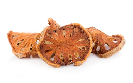 Dried quince isolated on white backgroundの写真素材