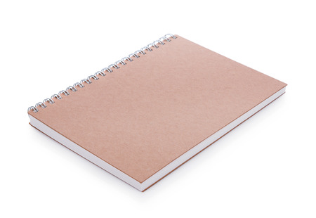 blank realistic spiral notebook isolated on white backgroundの写真素材