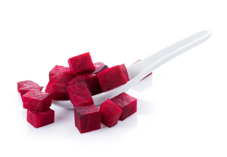 Beetroot a spoon on white backgroundの写真素材
