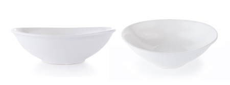 white ceramics bowl isolated on white backgroundの写真素材