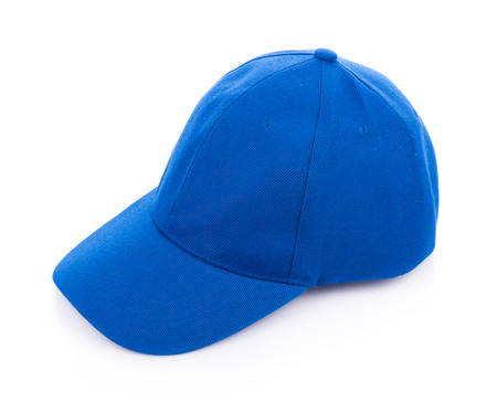 blue hat isolated on white backgroundの写真素材