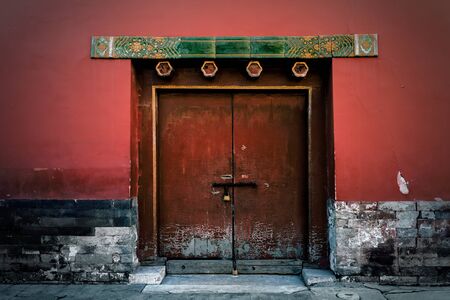 Door at the Forbidden City, Was the Chinese Imperial Palace from the Ming Dynasty to the end of the Qing dynasty. Beijing, China Photo taken on 2nd December 2015のeditorial素材