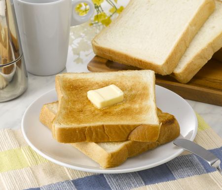Two slices of buttered toast