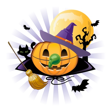 Halloween pumpkin Jack o lantern in halloween wich costumeのイラスト素材