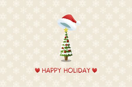 Holiday background with holiday message  Santa hat and christmas tree のイラスト素材