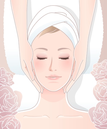 Beautiful woman receiving facial massage