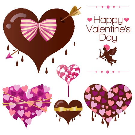 Set of valentine s heart candyのイラスト素材