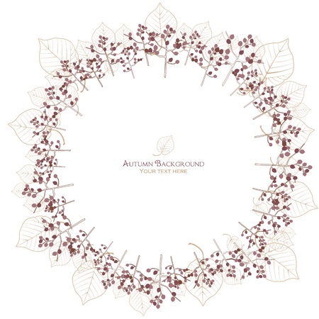 Autumn tree of lines and leaf vein circle background. のイラスト素材