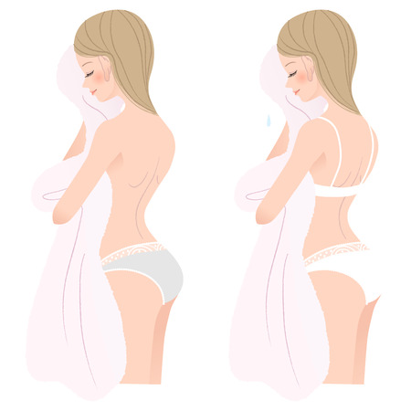 Pretty girl in underwear  toweling after bath File contains Gradients, Blending tool のイラスト素材