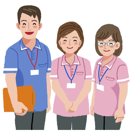 smiling trustable care givers with white background.のイラスト素材