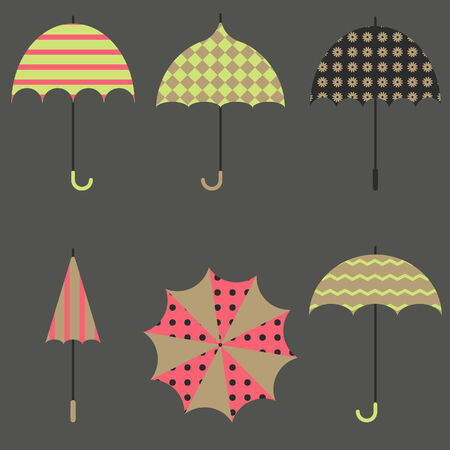 pastel colored umbrellasのイラスト素材