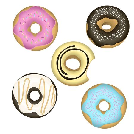 set of glazed donutsのイラスト素材