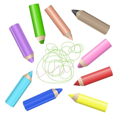collection of color pencilsのイラスト素材