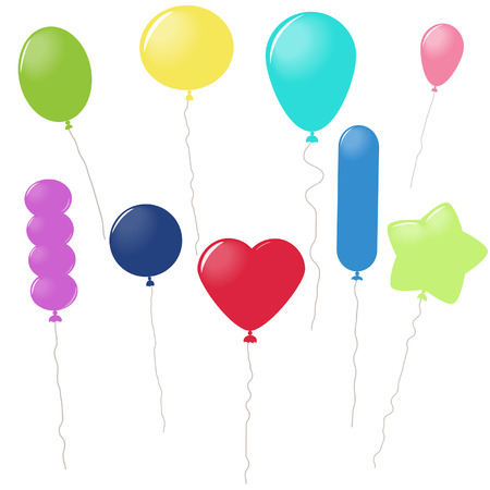 set of bright balloons on white backgroundのイラスト素材