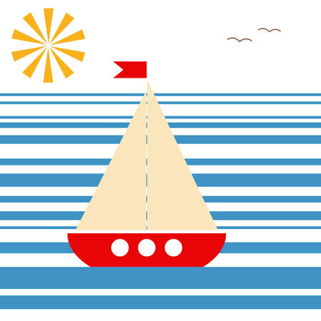 basic summer marine collection on a white backgroundのイラスト素材