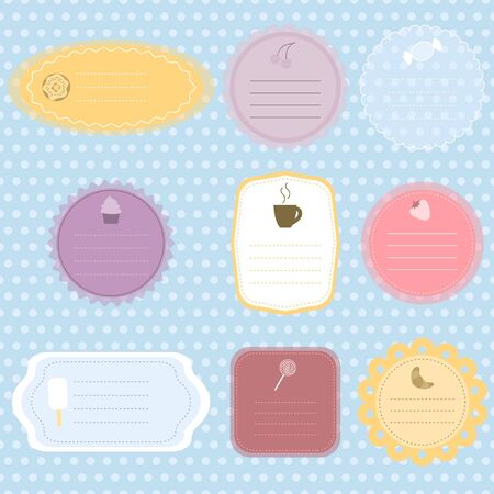 Collection food labels and badgesのイラスト素材