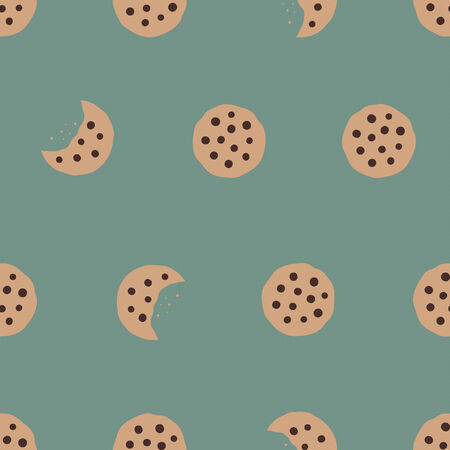 Seamless pattern with delicious chocolate chip cookiesのイラスト素材