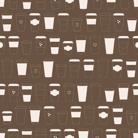 pattern with takeaway paper coffee cups.のイラスト素材