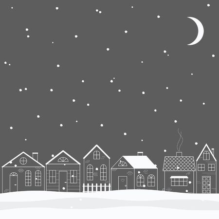 Card. Cute little winter town.のイラスト素材