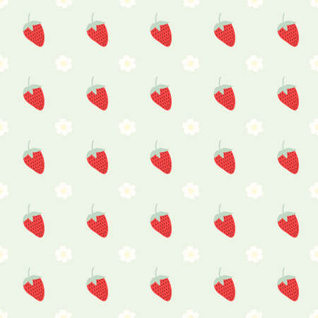 Seamless pattern with strawberry and flowersのイラスト素材