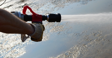  Fire hose during cleaningの写真素材