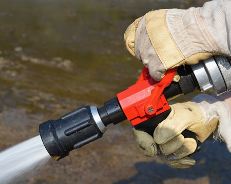  Fire hose during cleaningの写真素材