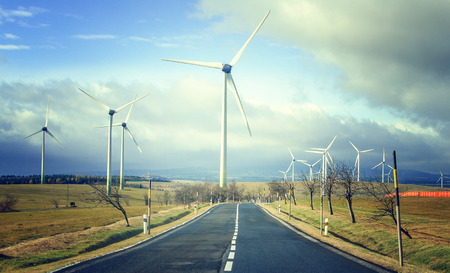 The wind power plant is the right path in the future.の写真素材